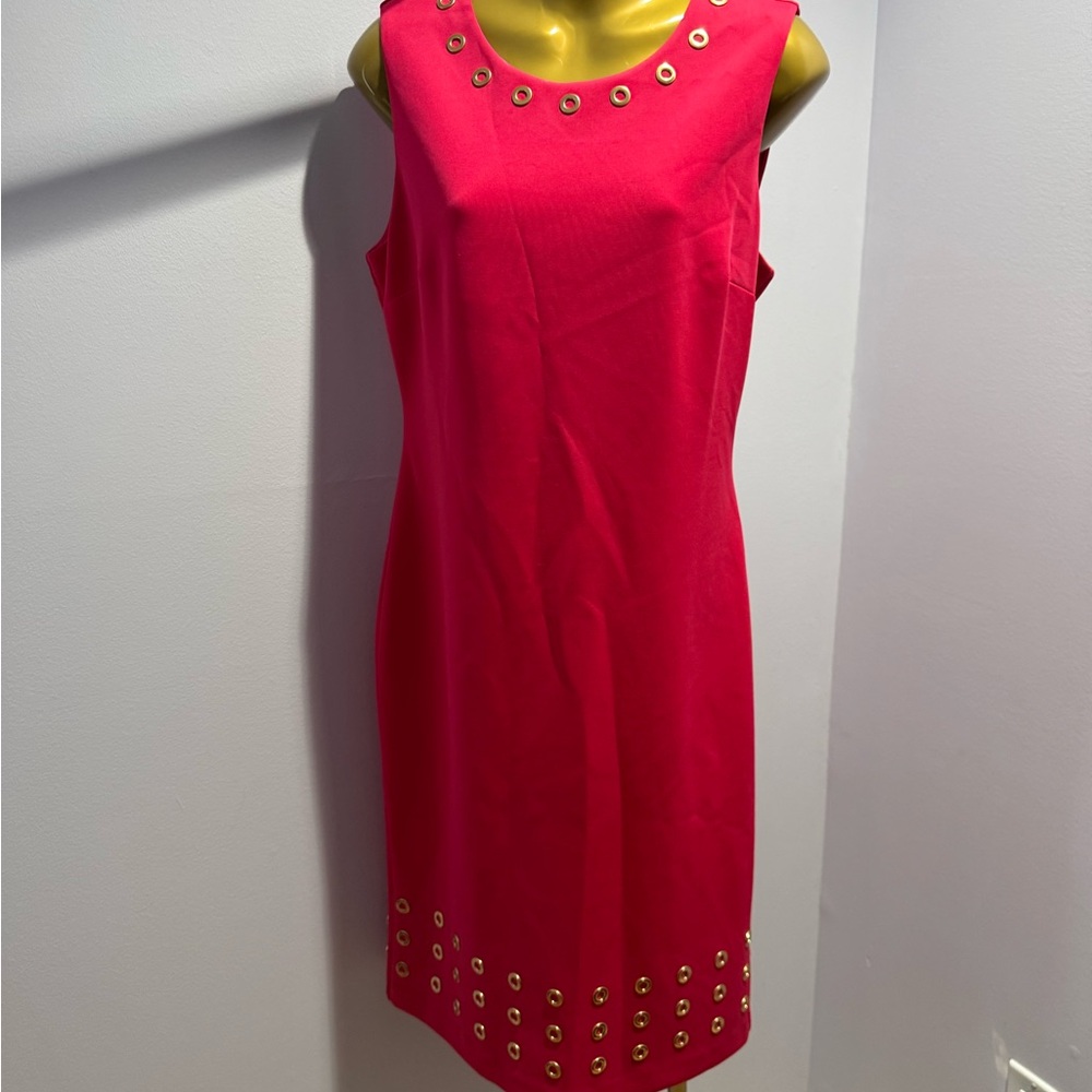 Calvin Klein Pink Mini Dress Gold Details Cocktail Wedding Guest